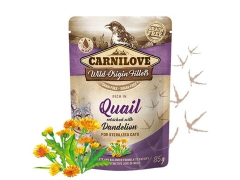 Carnilove Cat Pouch Rich in Quail Enriched with Dandelion for sterilized 85g 4.139