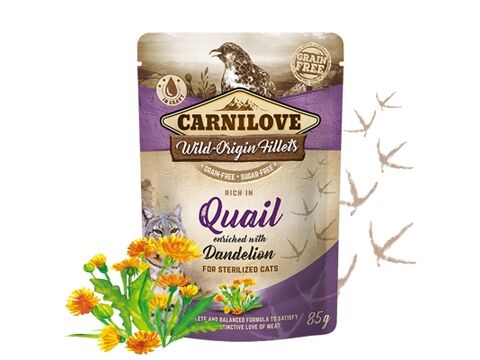 Carnilove Cat Pouch Rich in Quail Enriched with Dandelion for sterilized 85g 4.139