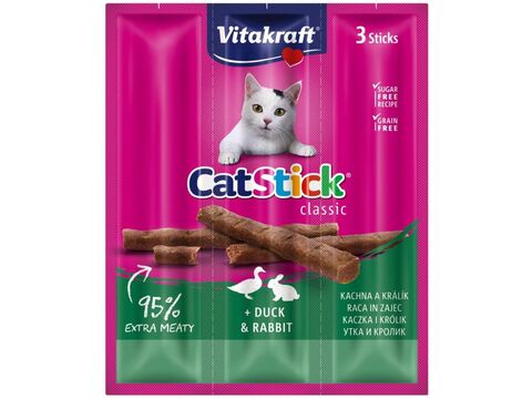 Vitakraft Cat Stick králík-kachna 3 x 6 g+ dárek Vitakraft cat Yums 12 g játrovka
