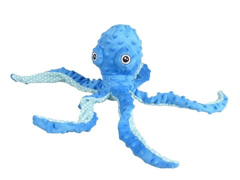 Flamingo hračka pro psa pískací chobotnice 43 cm plyšová modrá
