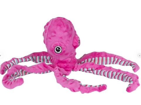 Flamingo hračka pro psa pískací chobotnice 60 cm plyšová růžová