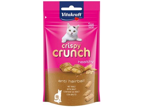 Vitakraft Crispy Crunch 60 g anti hairball, sladový+dárek Vitakraft cat Liquid-snack kuře 