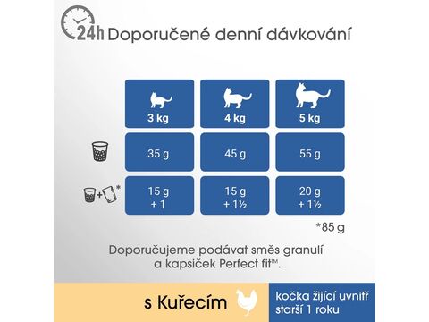 Perfect fit cat Adult Indoor 750 g kuře + dárek hravá miska