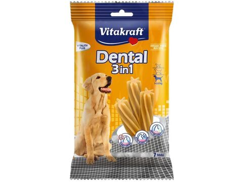 Vitakraft Dental Sticks 3v1 Fresh M 7 ks, 180 g nad 10 kg
