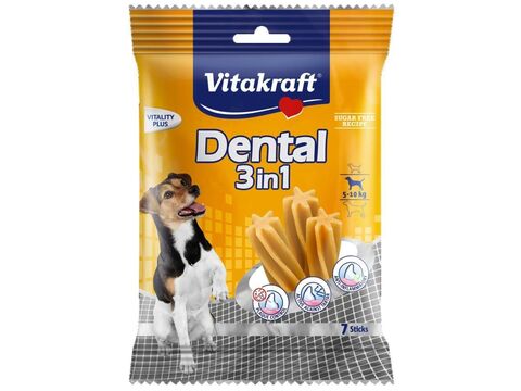 Vitakraft Dental Sticks 3v1 Fresh S 7 ks, 120 g 5-10 kg+dárek Vitakraft dog Treatis Bits  