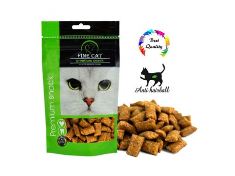 FINE CAT Plněné polštářky Anti hairball 80 g drůbeží 