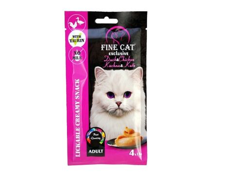 FINE CAT Exclusive krémová svačinka pro kočky kachna & kuře  4 x 15g