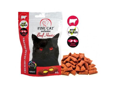 FINE CAT Exclusive plněné polštářky pro kočky hovězí 60 g