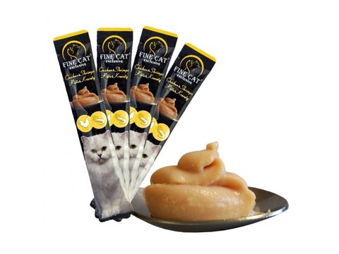 FINE CAT Exclusive krémová svačinka pro kočky kuře & kreveta 4 x 15 g