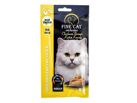 FINE CAT Exclusive krémová svačinka pro kočky kuře & kreveta 4 x 15 g