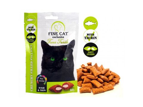 FINE CAT Exclusive plněné polštářky pro kočky tuňák hair & skin 60 g