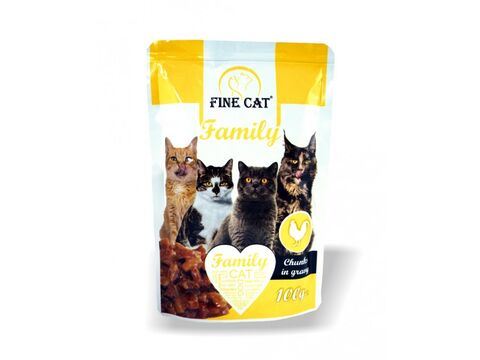 FINE CAT Family kapsička pro kočky s kuřecím 100g v omáčce