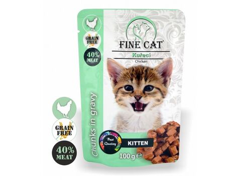 FINE CAT kapsička grain free 100g Kitten kuřecí v omáčce