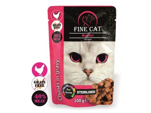 FINE CAT kapsička grain free 100g Sterilised kuřecí v omáčce