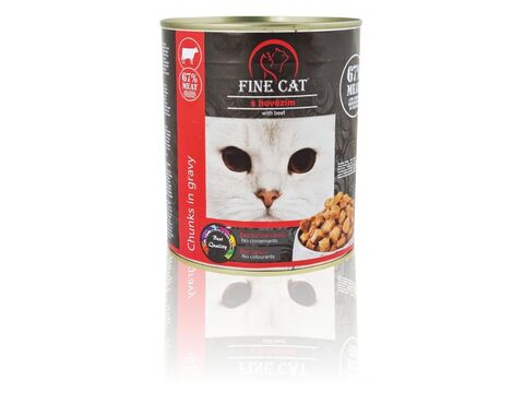 Fine cat 830 g hovězí v omáčce konzerva