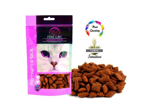 FINE CAT Plněné polštářky Sensitive s jukou 80 g drůbeží 