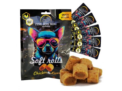FINE DOG MINI Exclusive soft rolls svačinka pro psy kuřecí s játry 5 x 10 g