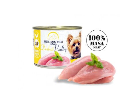 FINE DOG MINI Exclusive konzerva pro psy drůbeží 100% masa 200 g