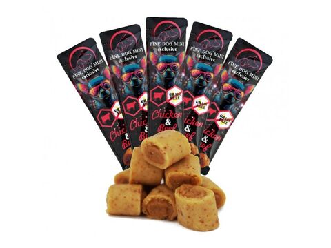 FINE DOG MINI Exclusive soft rolls svačinka pro psy kuřecí s hovězím 5 x 10 g