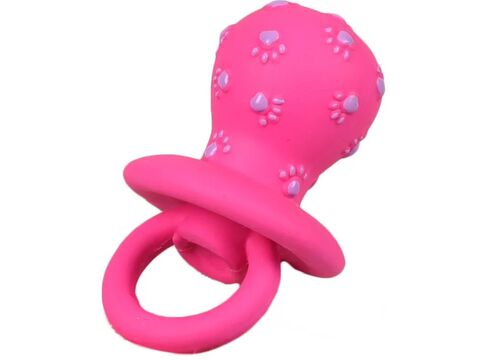 Flamingo hračka pro psa dudlík pískací 10,5 x 7 x 7 cm s výstupky latex růžová