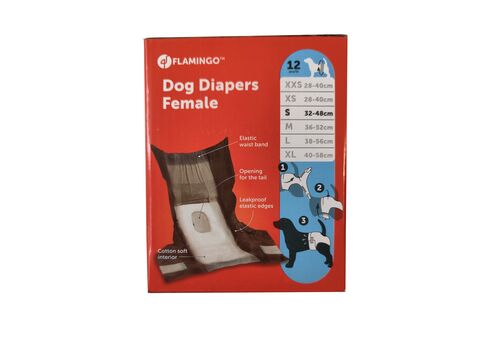 Flamingo papírové pleny pro feny S 32-48 cm při inkontinenci, hárání / bígl / 12 ks