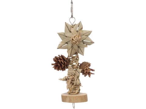 Flamingo hračka přírodní závěs 10 x 6 x 23 cm pro malé papoušky