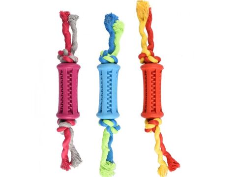 Flamingo hračka pro psa dentální válec s bavlnou 27 x 4,5 x 4,5 cm guma fialová