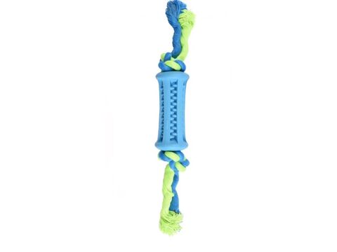 Flamingo hračka pro psa dentální válec s bavlnou 27 x 4,5 x 4,5 cm guma modrá