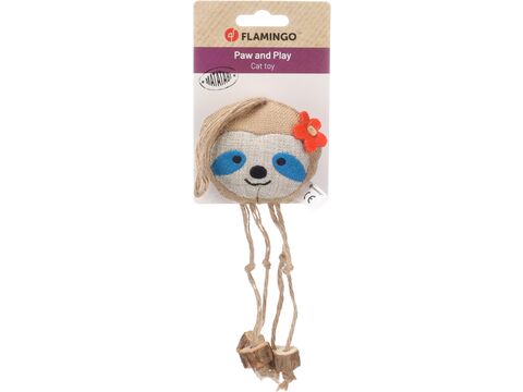 Flamingo hračka pro kočku lenochod 8 x 4 x 30 cm plyšová, hnědá