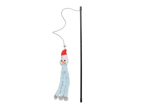 Flamingo hračka pro kočku vánoční mávátko sněhulák modrý