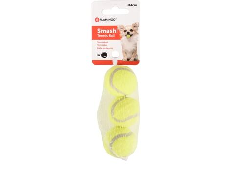 Flamingo hračka pro psa 3 ks tenisák průměr 4 cm žlutý