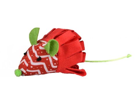 Flamingo hračka pro kočku vánoční myš 10 cm červená