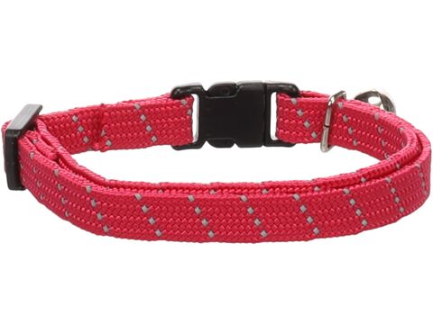 Flamingo obojek reflexní pro kočky Elza 10 mm x 20-32 cm s rolničkou,nylon,červený