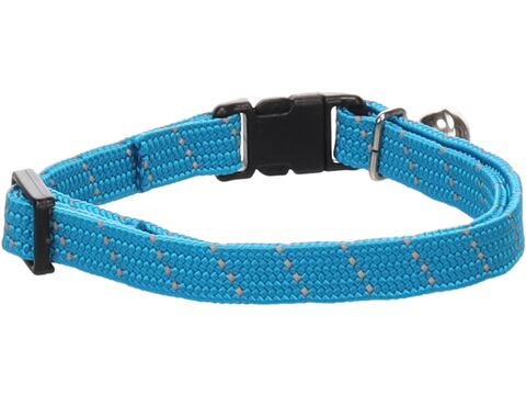 Flamingo obojek reflexní pro kočky Elza 10 mm x 20-32 cm s rolničkou,nylon,modrý