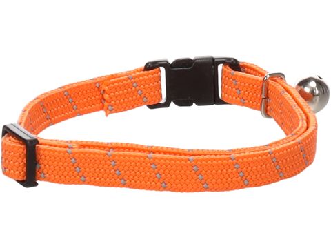 Flamingo obojek reflexní pro kočky Elza 10 mm x 20-32 cm s rolničkou,nylon,oranžový 