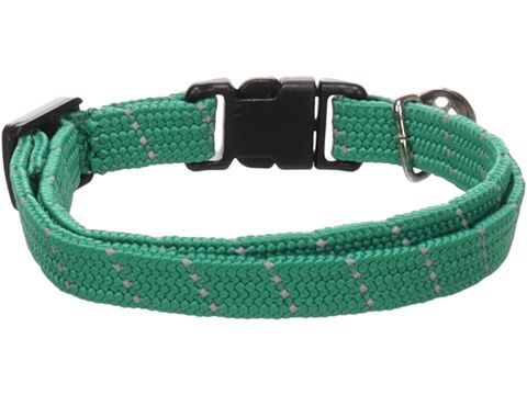 Flamingo obojek reflexní pro kočky Elza 10 mm x 20-32 cm s rolničkou,nylon,zelený