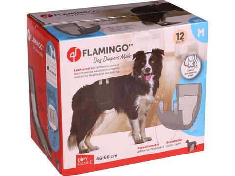 Flamingo papírové pleny pro psy M 46-60 cm  při inkontinenci /border kolie / 12 ks
