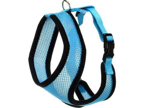 Flamingo postroj s vodítkem pro kočku 37 cm,  43 - 55 cm , 15 x 1200 mm modrý