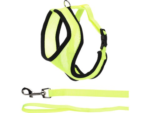 Flamingo postroj s vodítkem pro kotě 28 cm,  32-41 cm , 10 x 1100 mm zářivě žlutý
