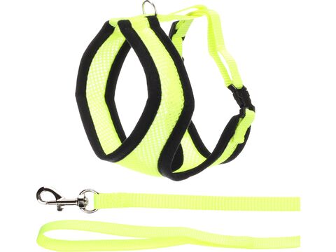 Flamingo postroj s vodítkem pro kočku 32 cm,  36-48 cm , 10 x 1100 mm zářivě žlutý