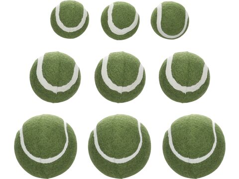 Flamingo hračka pro kočku 3 ks tenisáků mini 3,8 cm zelená