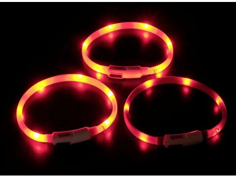 Flamingo LED svítící silikonový obojek pro kočky  25-35 cm x 10 mm x 5 mm s aku oranžový