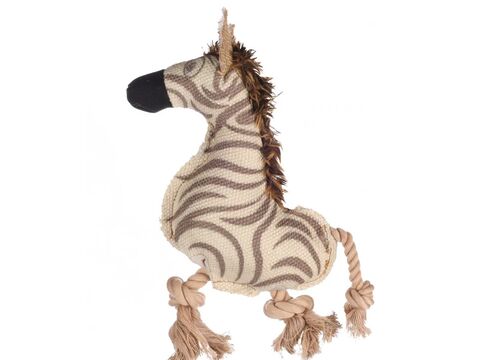 Flamingo hračka pro psa zebra 6 x 31 x 30 cm látková, pískací, béžová  