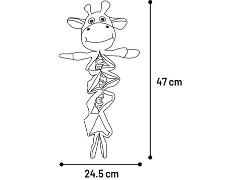 Flamingo hračka pro psa praskací žirafa 24,5 x 10,5 x 47 cm plyšová, manžestr  tyrkysová