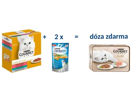 Balíček dóza Gourmet gold gril 8 x 85 g,ve šťávě kachna,pstruh,králík,tele + 2xDentalifeku