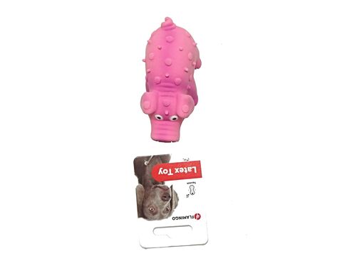 Flamingo hračka pro psa prasátko s fleky 10 cm pískací latex růžová