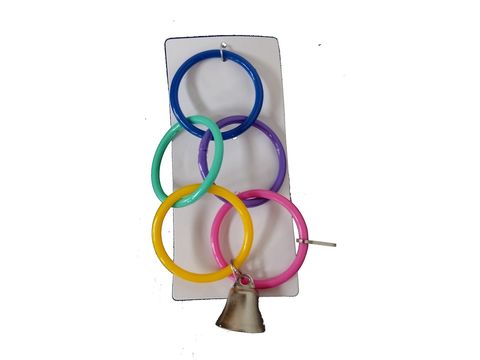 Tatrapet hračka olympijské kruhy se zvonečkem 4,5 cm x 26 cm pro malé papoušky