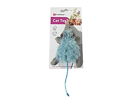 Flamingo hračka pro kočku myš 19,5 cm s Catnipem modrá