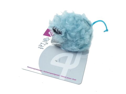 Flamingo hračka pro kočku chrastící myška s catnipem 14 cm modrá