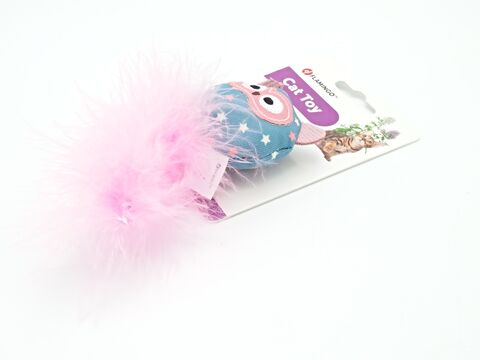 Flamingo hračka pro kočku sovička 14 cm šustící s peřím